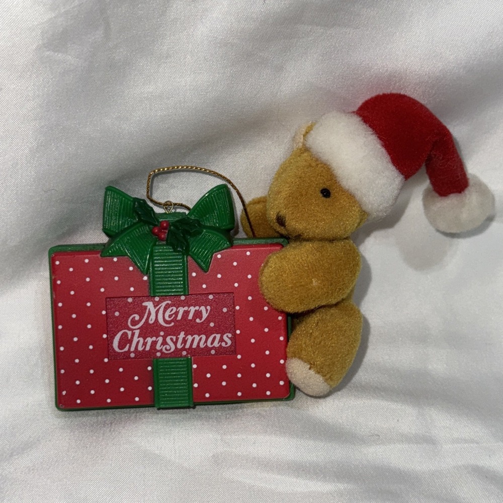 Vintage AVON LIGHT UP Gift Teddy Bear Christmas TREE ORNAMENT Collectible EUC